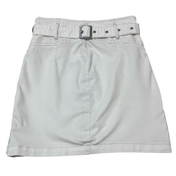 Free People Dresses & Skirts - Free People Boho White Belted Mini Jean Skirt Women’s Size 10